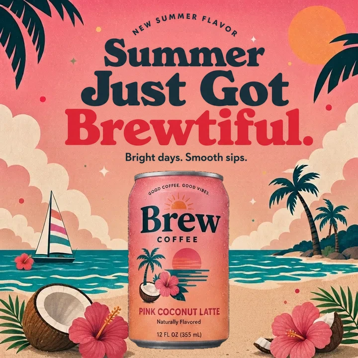 Brew Coffee summer campaign, the 1:1 master, English