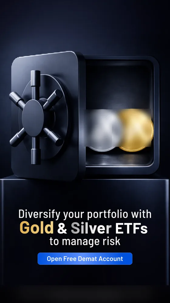 a vault holding gold and silver, under a headline about diversifying with gold and silver ETFs, delivered at 9:16.
